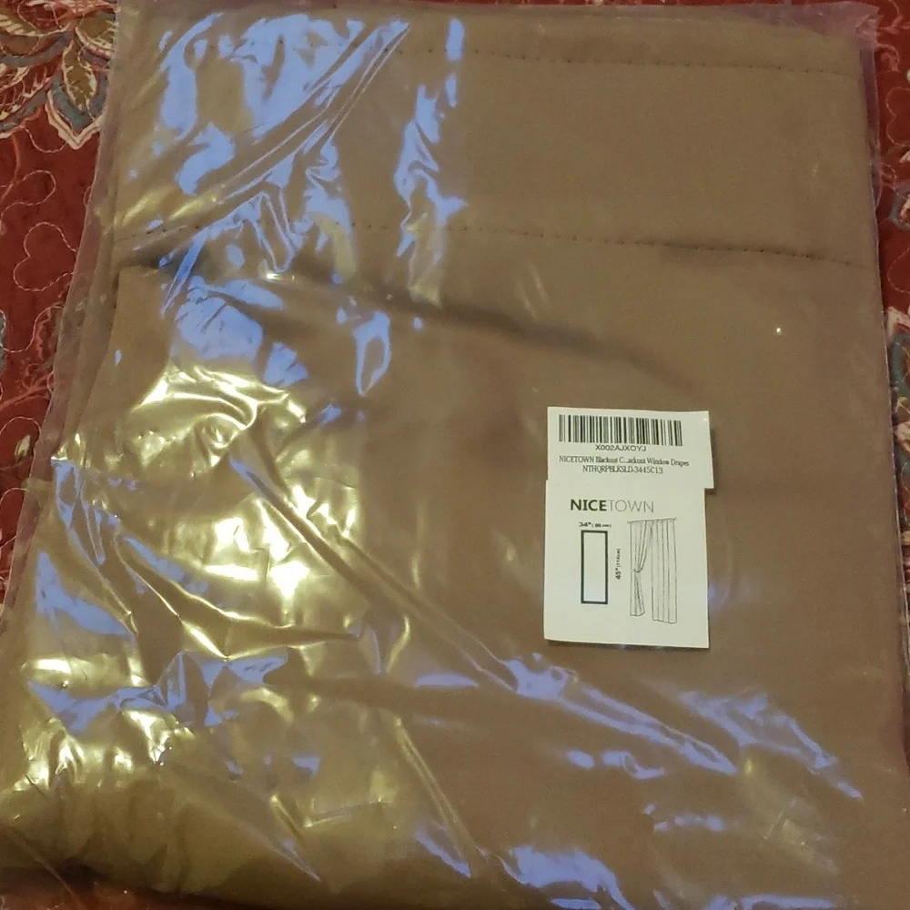 NWT- Two 34 x 45 Blackout Panel Curtains -In Cappuchino